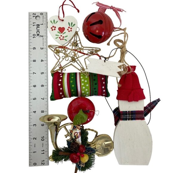 Christmas Ornaments Assortment 7 Pieces Retro Holiday Jingle bell Snowman Music - Picture 8 of 8